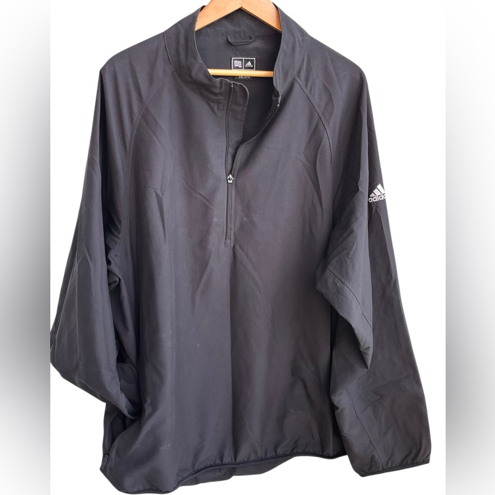 Adidas ClimaProof 1/4 Zip Pullover Jacket Black 2XL 2TG Lightweight Windbreaker